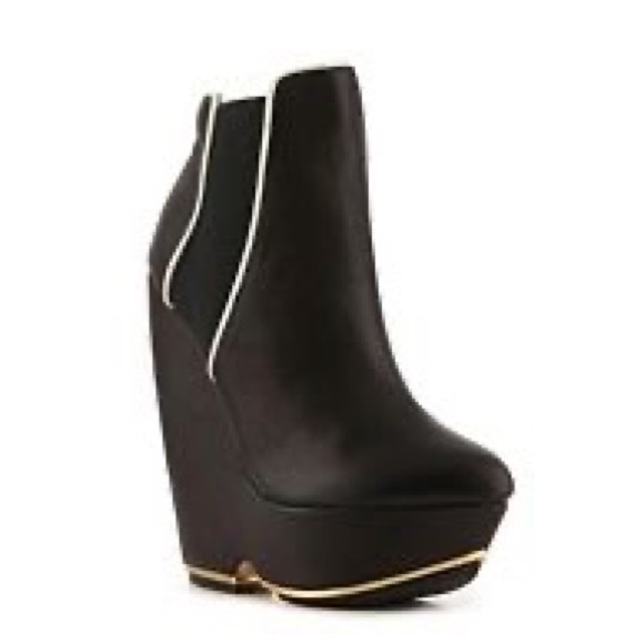 L. A. M. B. : Black “Diva” Platform Wedge Booties - Picture 8 of 8